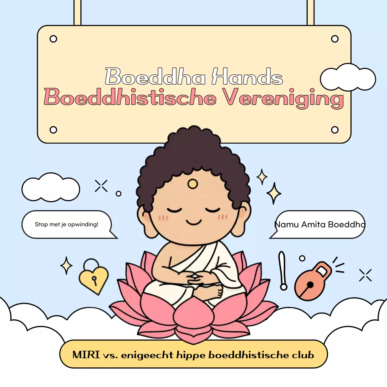 Aankondiging van de Pink Cute Buddhist Club voor ledenwerving