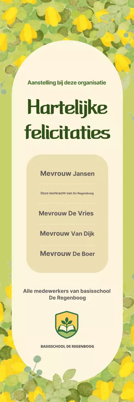 Gele eenvoudige handleiding voor het feliciteren van leerkrachten