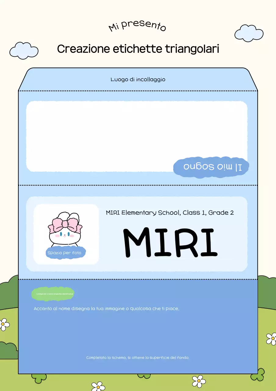 Istruzioni per realizzare un'etichetta blu semplice con il nome della scuola elementare
