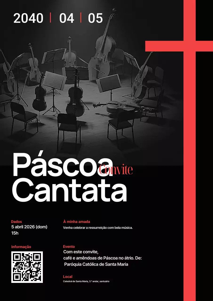Convite de Páscoa Simples em Preto