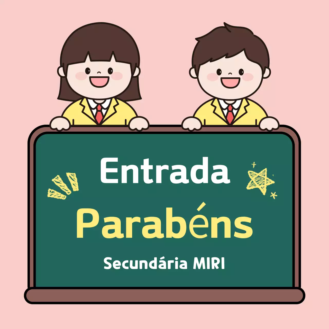 Mensagem amarela fofa de parabéns pela admissão