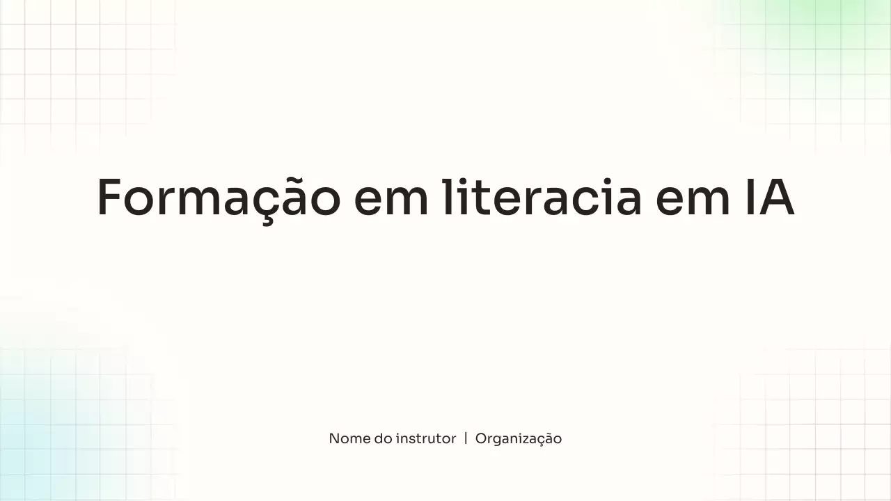 Apresentação do guia de treinamento de IA simples e branco