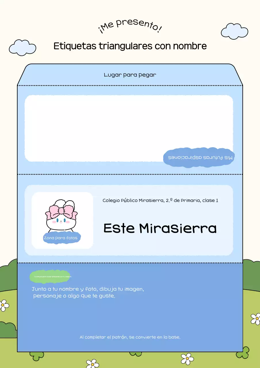 Instrucciones para hacer una etiqueta azul sencilla para el nombre de una escuela primaria