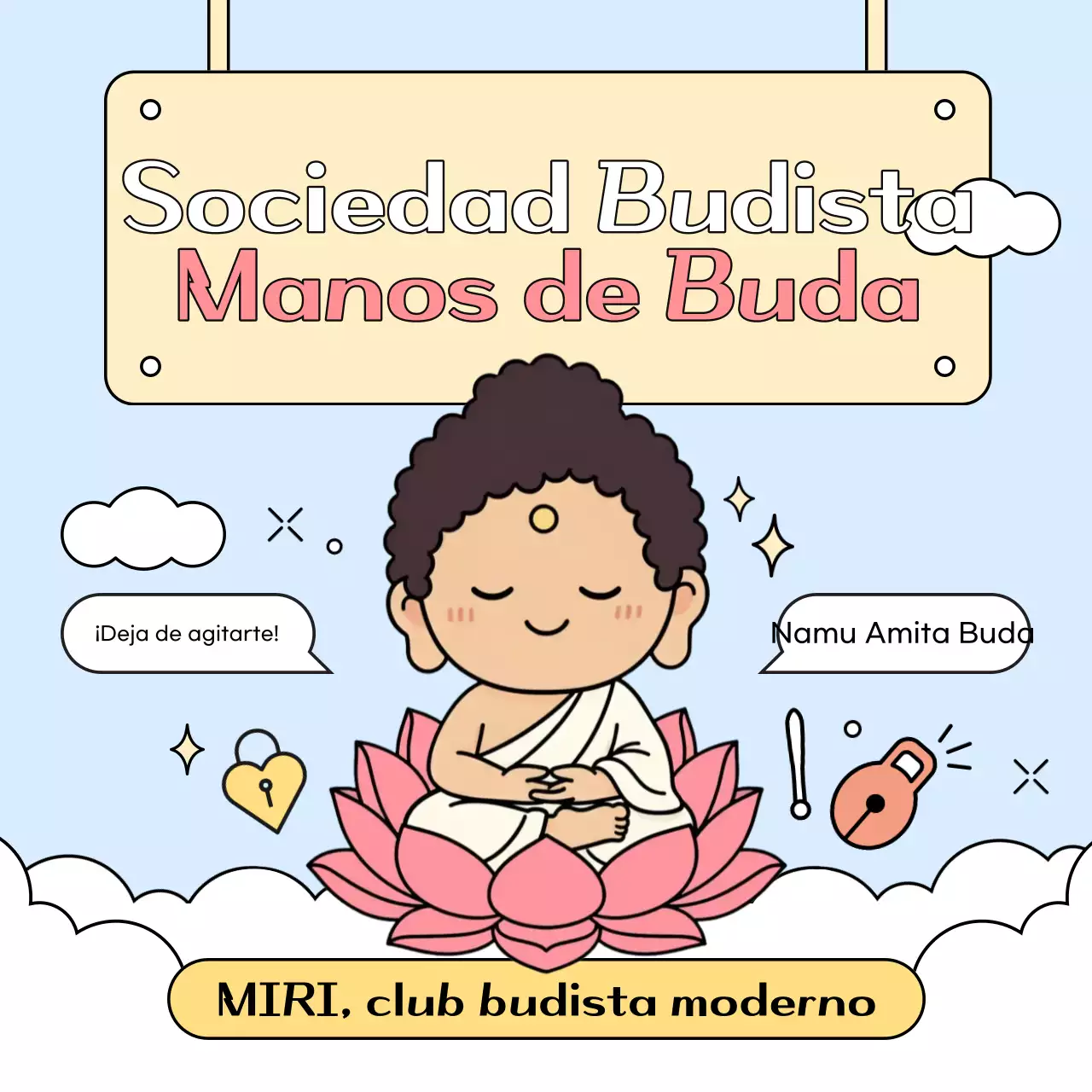 Anuncio de reclutamiento del Club Budista Rosa Lindo