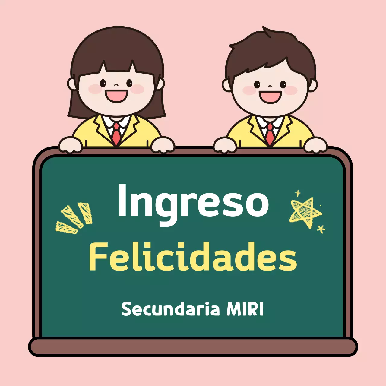 Lindo mensaje de felicitación de admisión en amarillo.