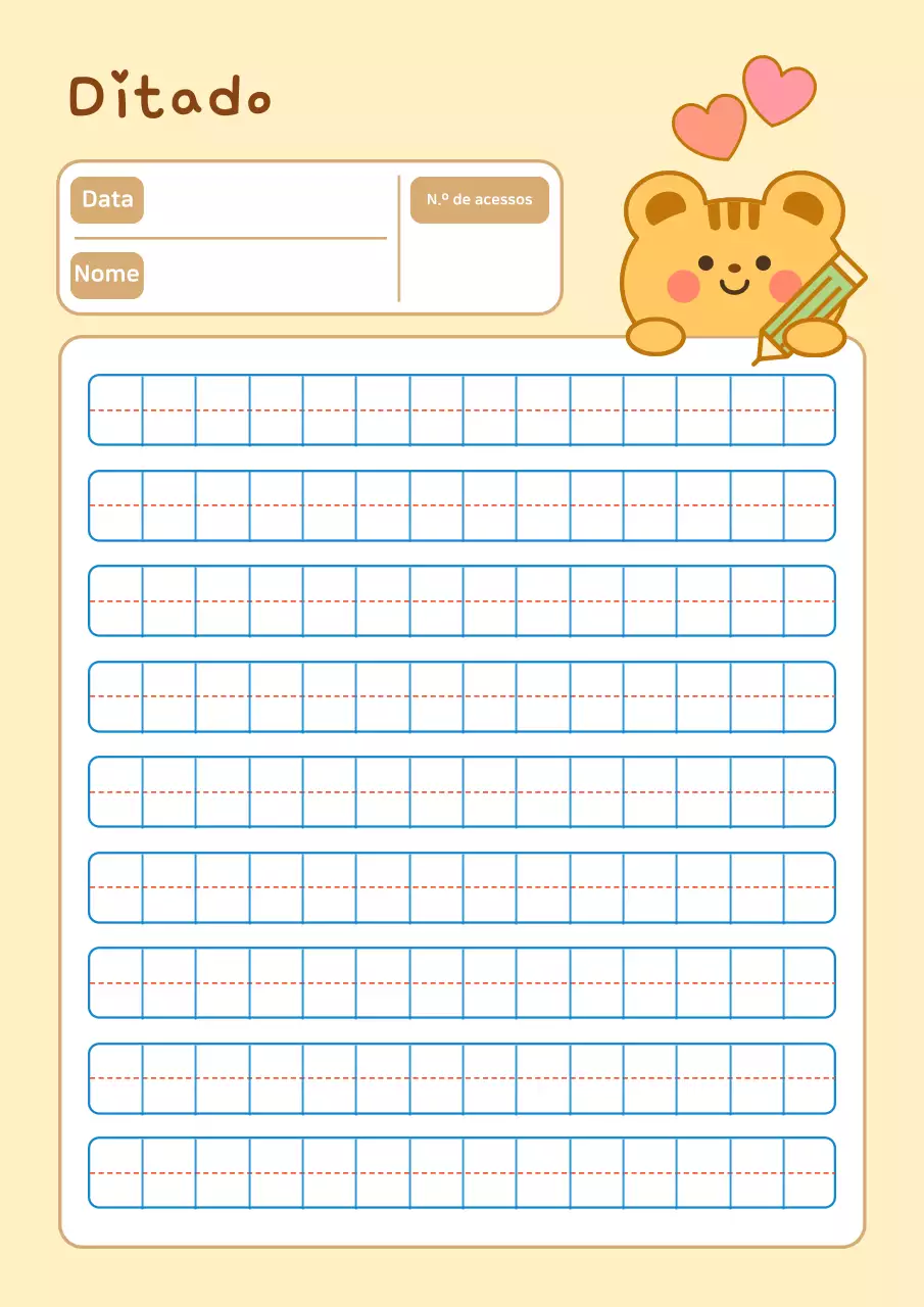 Bloco de notas amarelo fofo para ditado