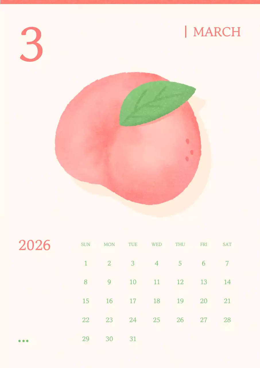 분홍 심플 3월 달력 안내