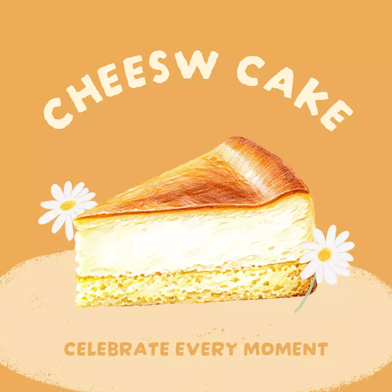 노란색 심플 치즈케이크 메뉴 홍보