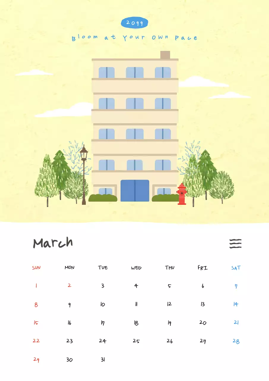 노랑 심플 달력 안내