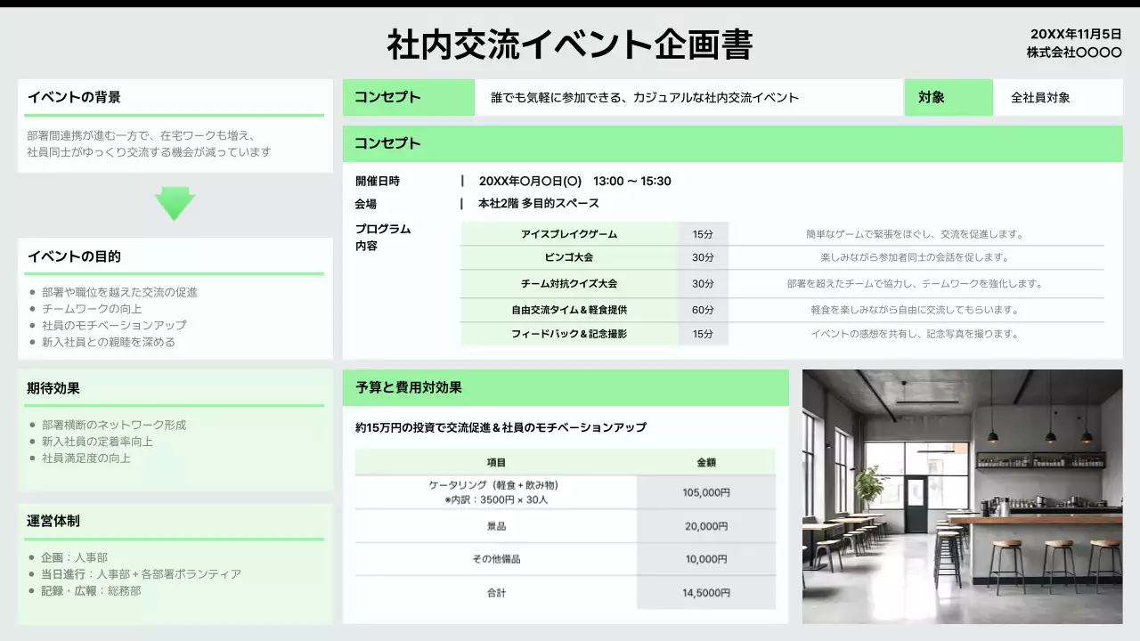 緑 シンプル ビジネス 企画書