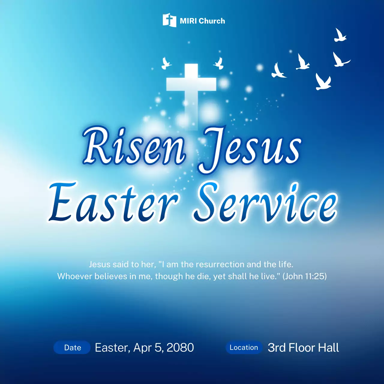 blue simple Easter announcement