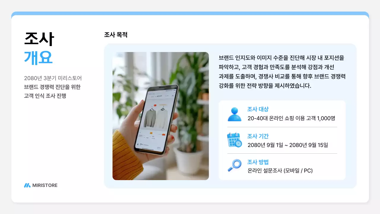 파랑 깔끔 브랜드 설문조사 보고서 안내