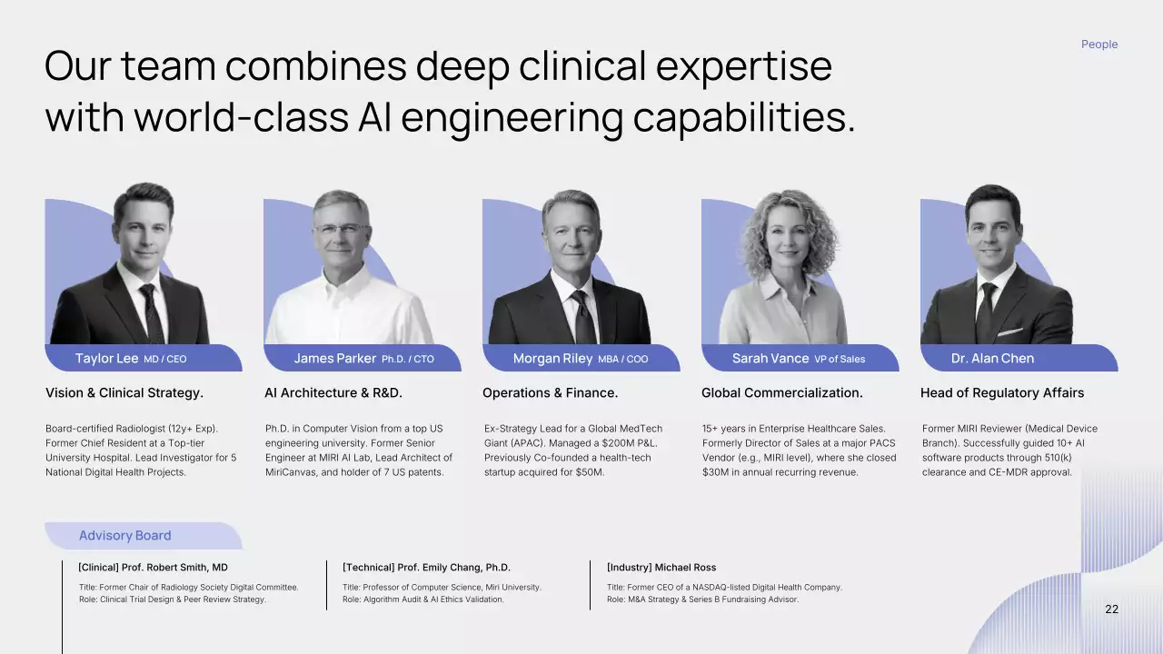 파란색 미니멀리스트 AI 방사선과 편지