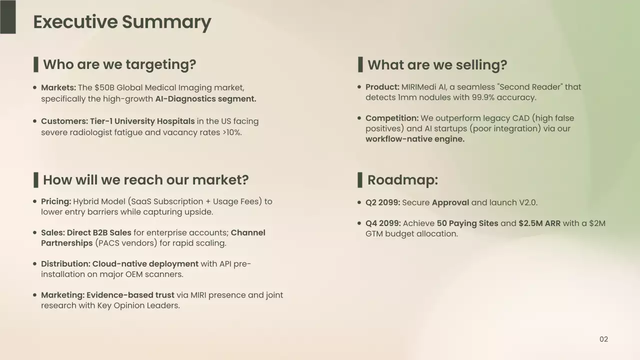 베이지색 깨끗한 AI 진단 사업