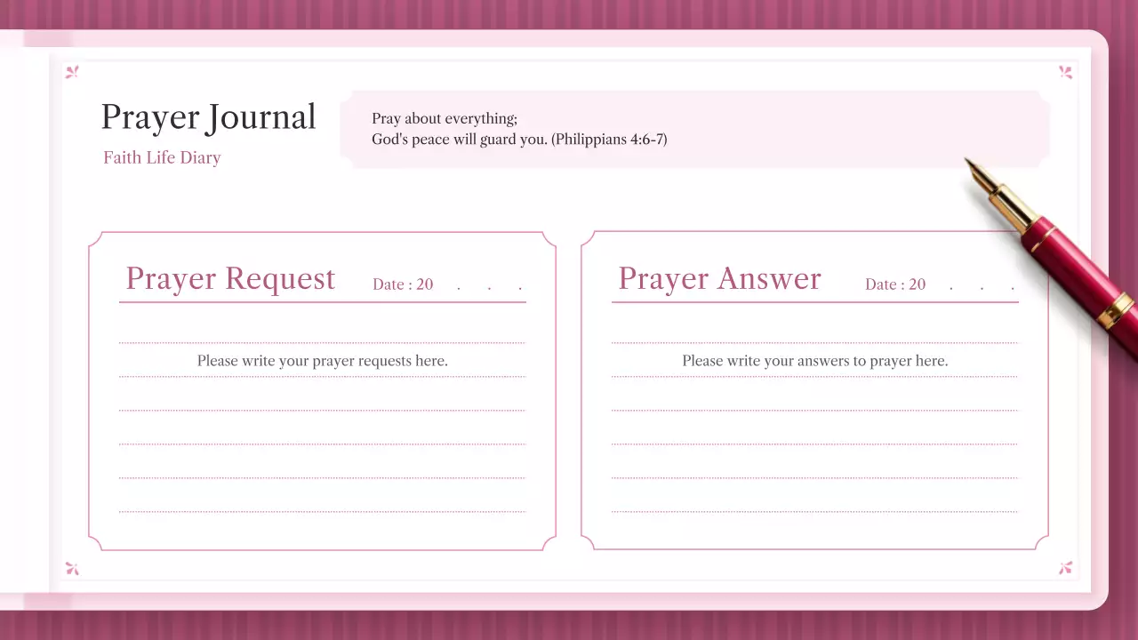 핑크 엘레강트 신앙 일기 가이드