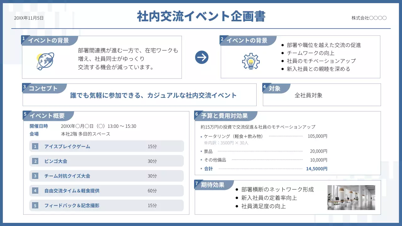 青 シンプル 企画書 企画書 プレゼンテーション