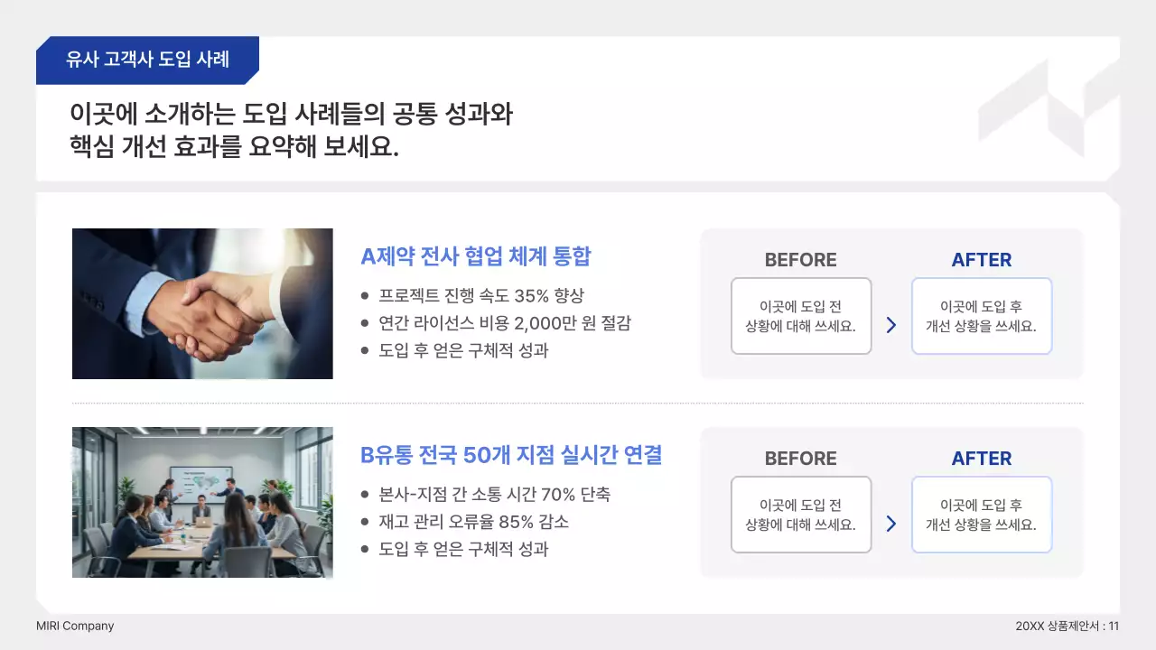 파랑 깔끔 맞춤형 솔루션 제안서 기획서