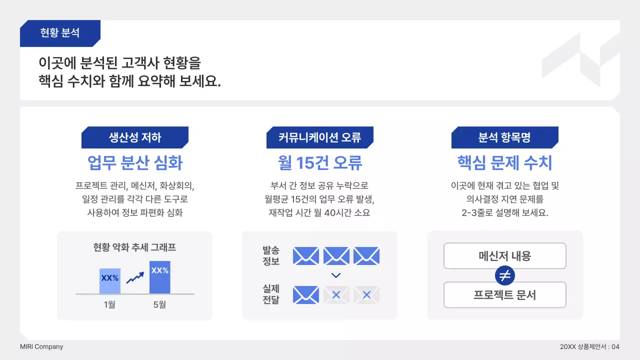 파랑 깔끔 맞춤형 솔루션 제안서 기획서