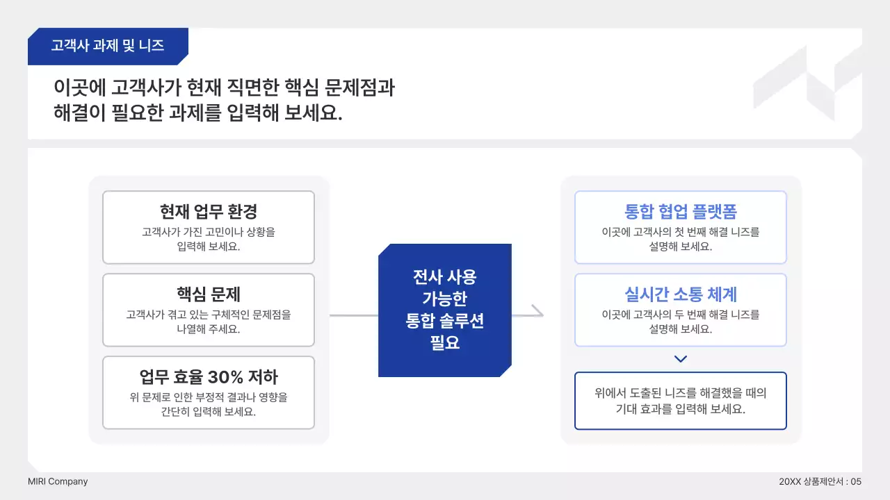 파랑 깔끔 맞춤형 솔루션 제안서 기획서