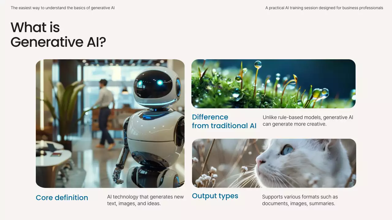 베이지 미니멀 AI 학습 가이드 프레젠테이션