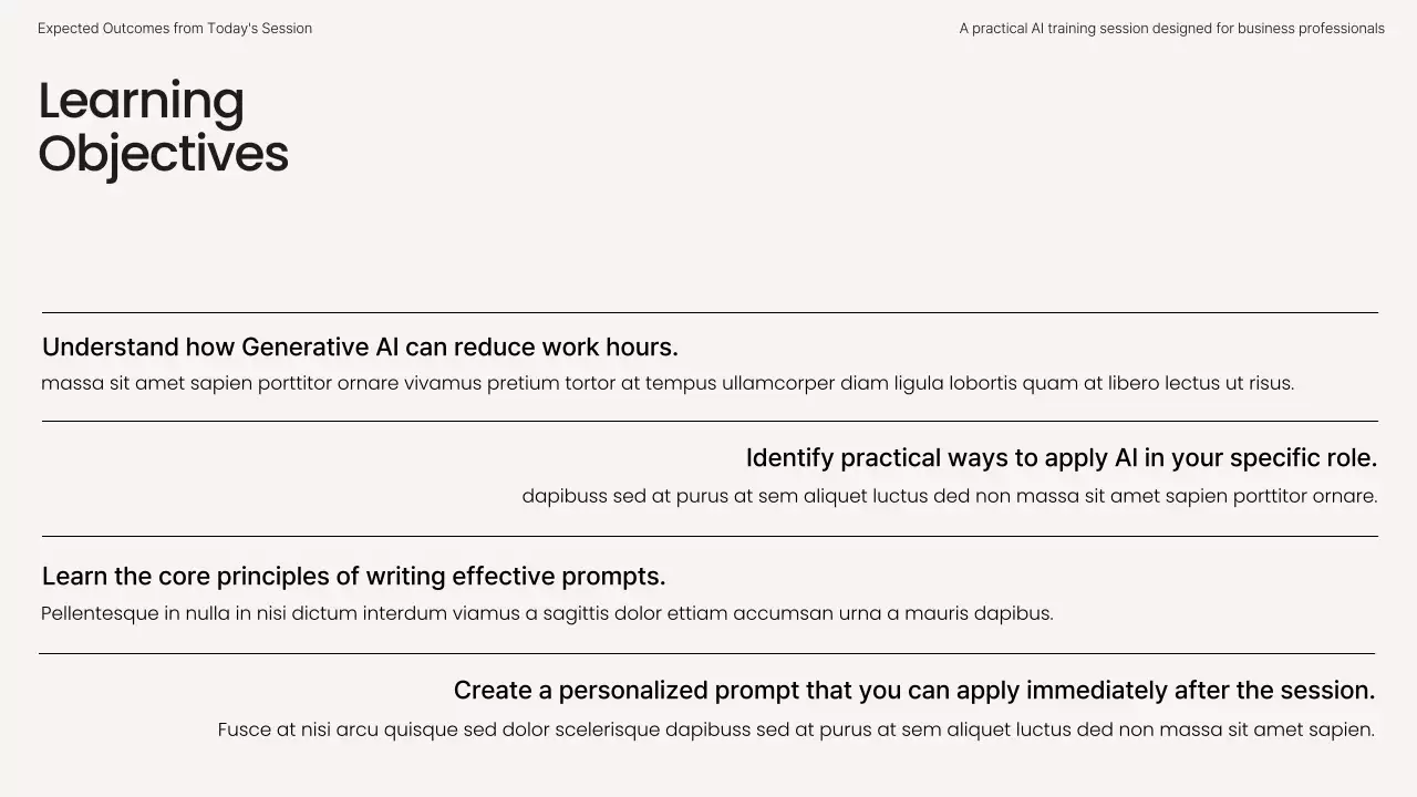 베이지 미니멀 AI 학습 가이드 프레젠테이션