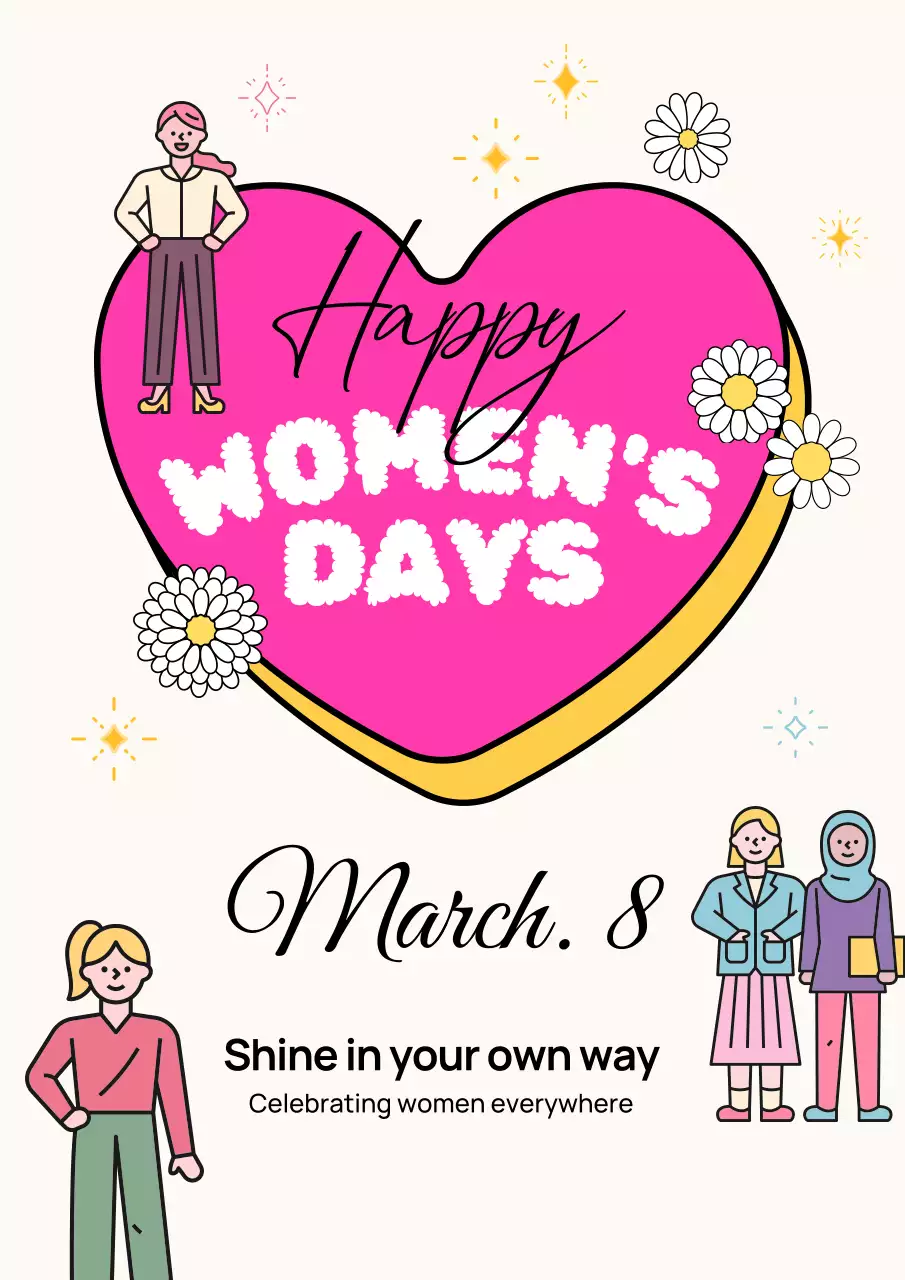 분홍색 아기자기한 여성의 날 기념