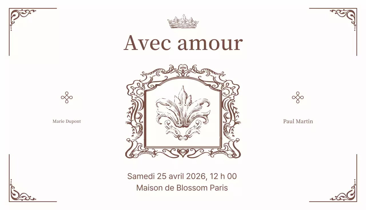 Invitation de mariage classique beige