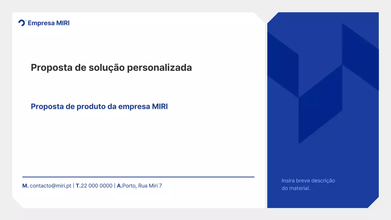 Plano de proposta de solução personalizada Blue Clean