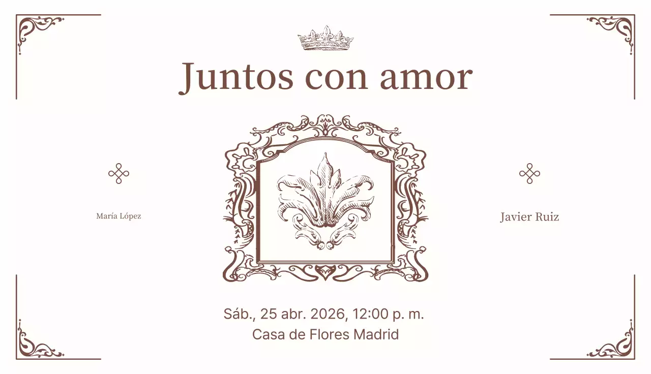 Invitación de boda clásica beige