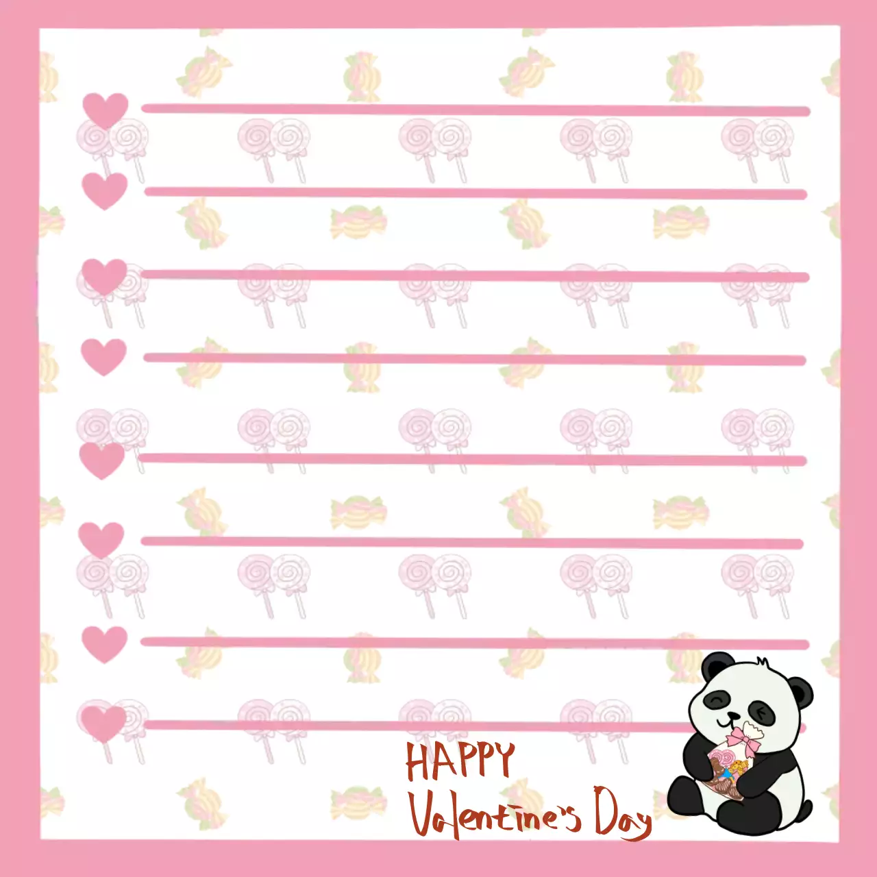 분홍색 아기자기한 발렌타인데이 편지