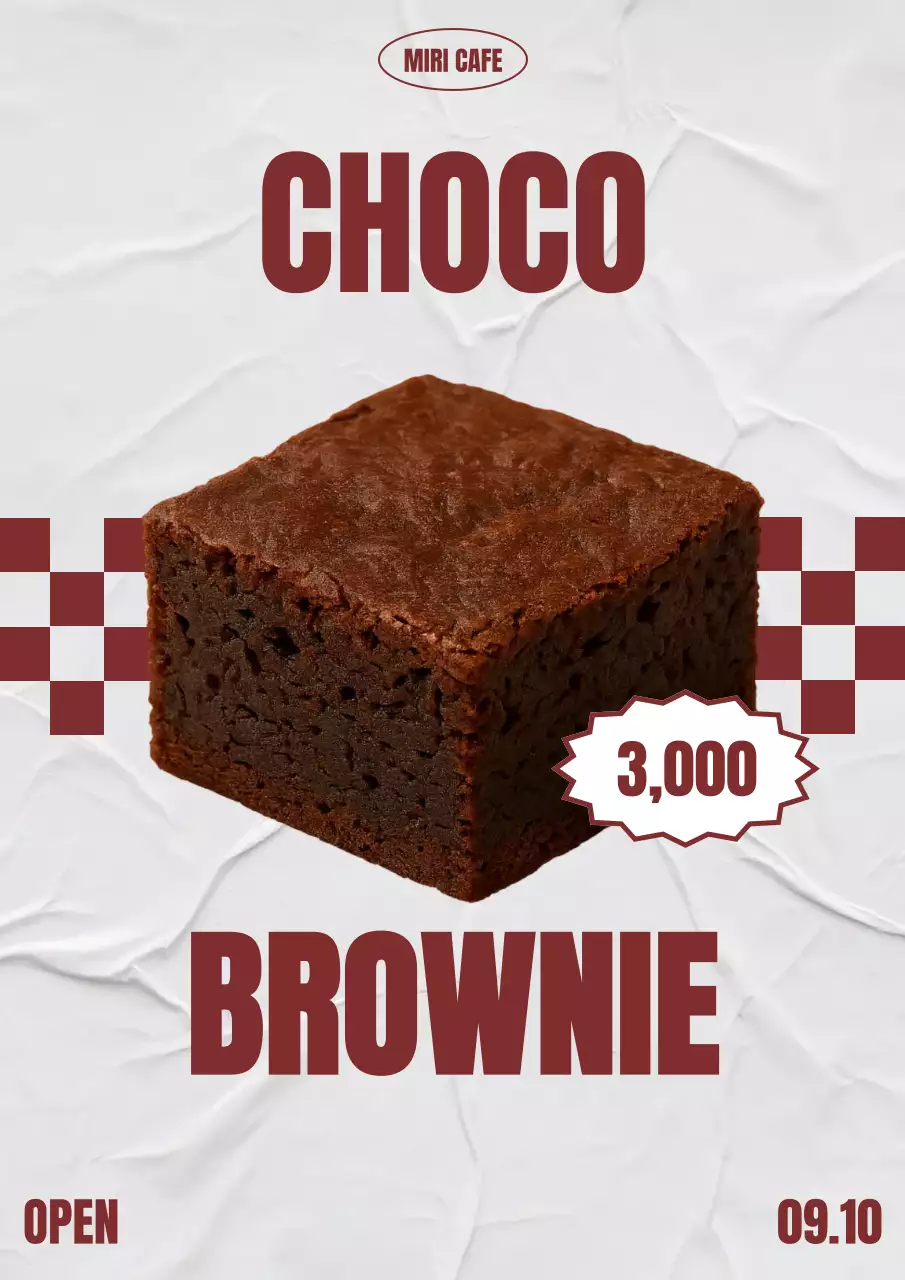 갈색 심플 초콜릿 브라우니 메뉴 홍보