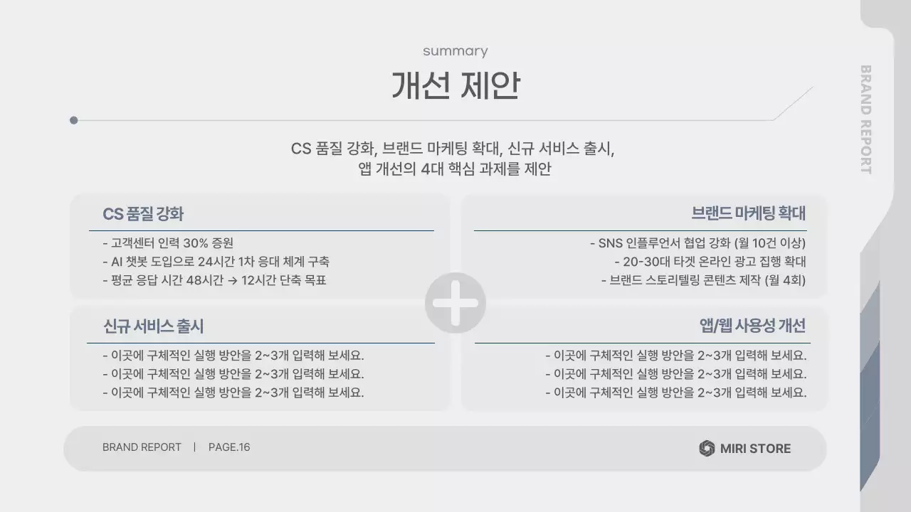회색 깔끔 브랜드 설문조사 보고서