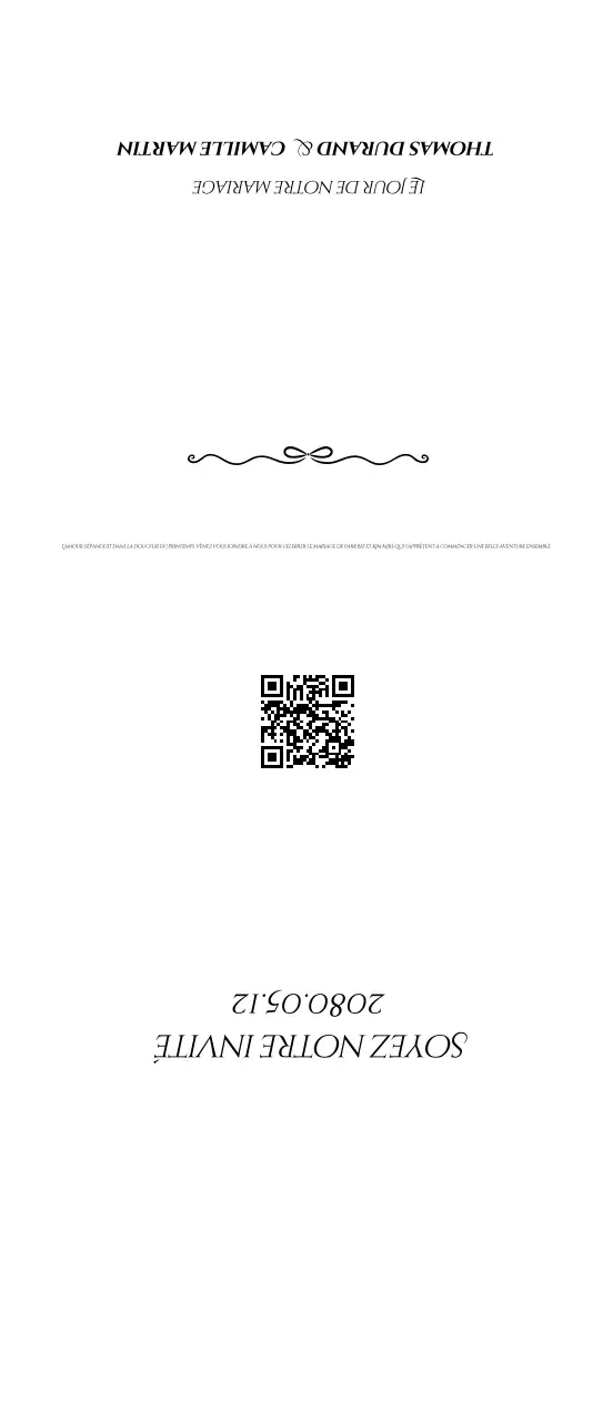 Invitation de mariage blanche et simple