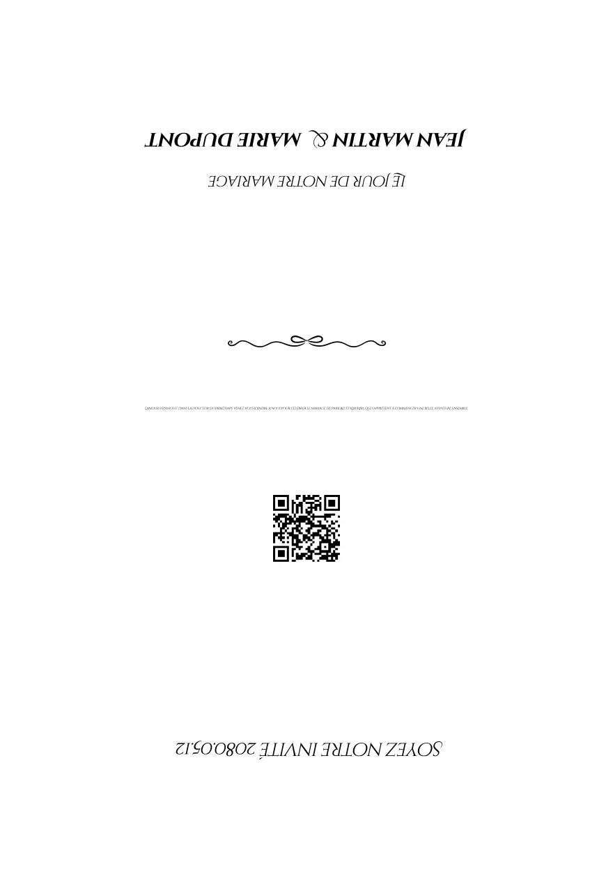 Invitation de mariage blanche et simple