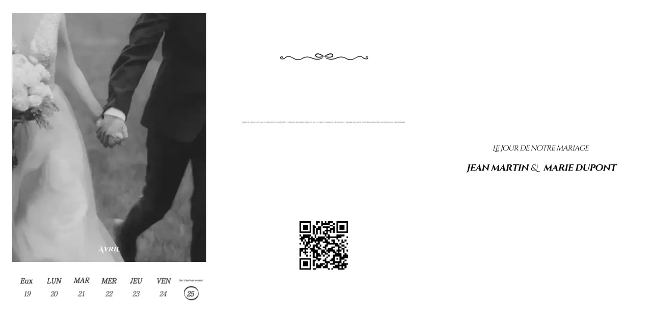 Invitation de mariage blanche et simple