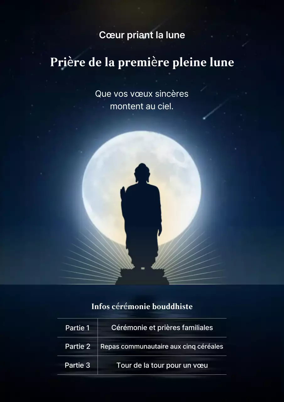 Guide de prière simple bleu pour la première pleine lune