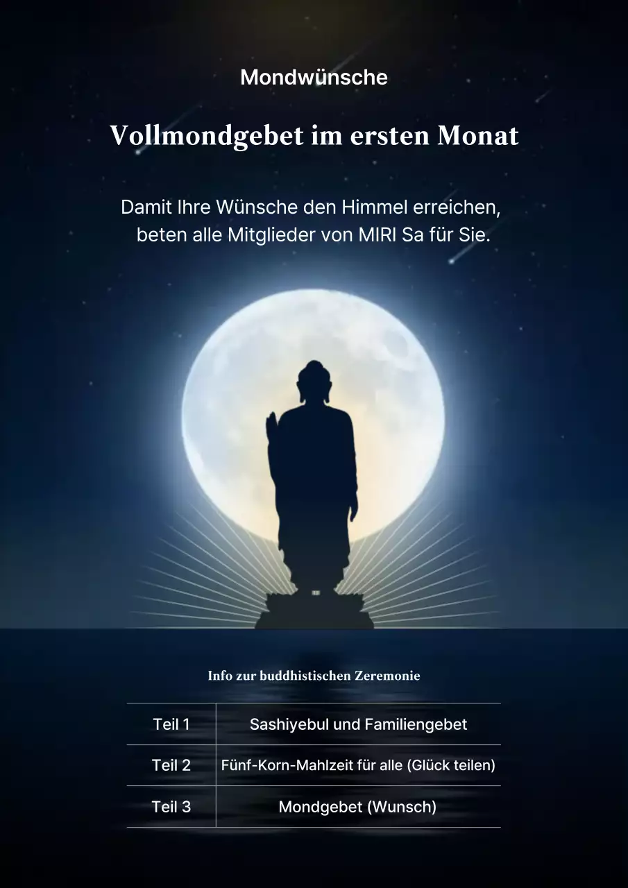 Einfacher blauer Gebetsleitfaden für den ersten Vollmond