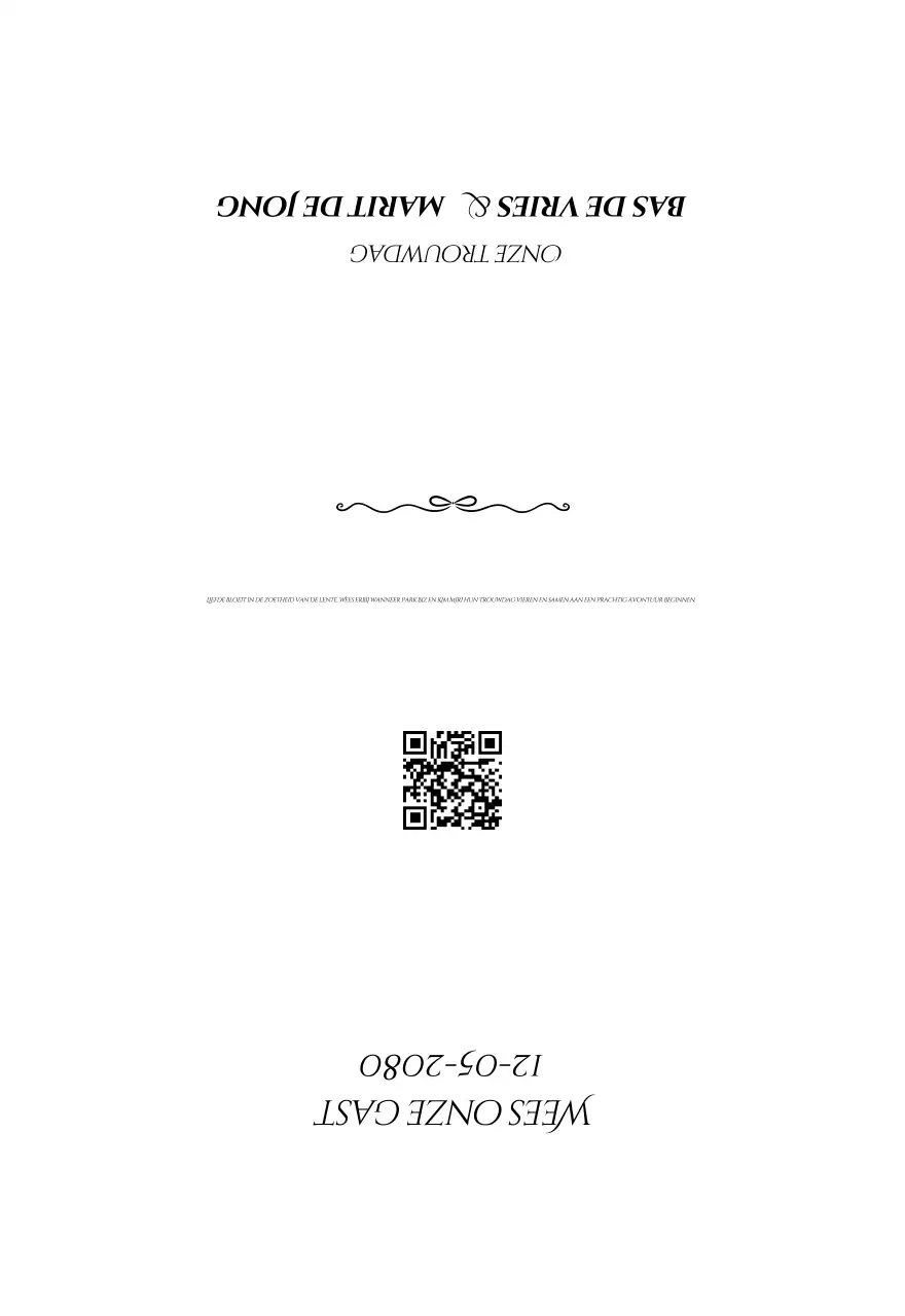 Witte, eenvoudige trouwuitnodiging