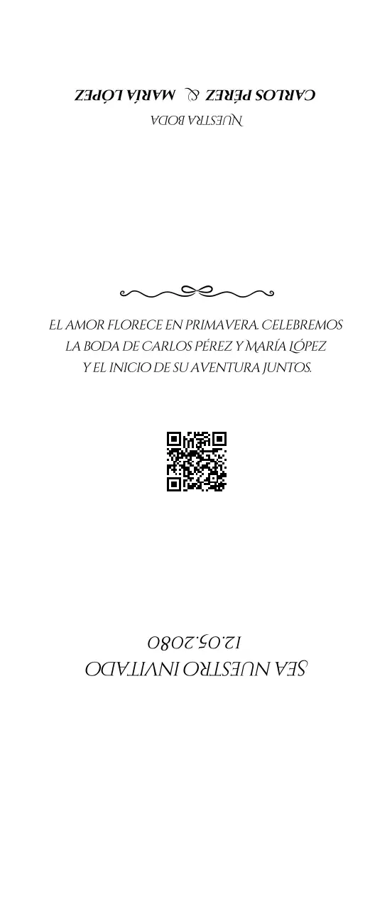 Invitación de boda sencilla blanca