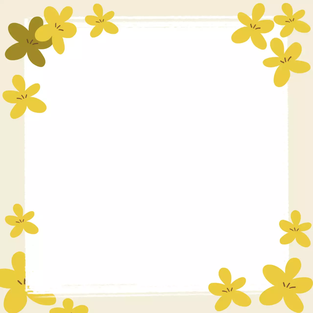 노란색 아기자기한 봄꽃 일러스트 기록지