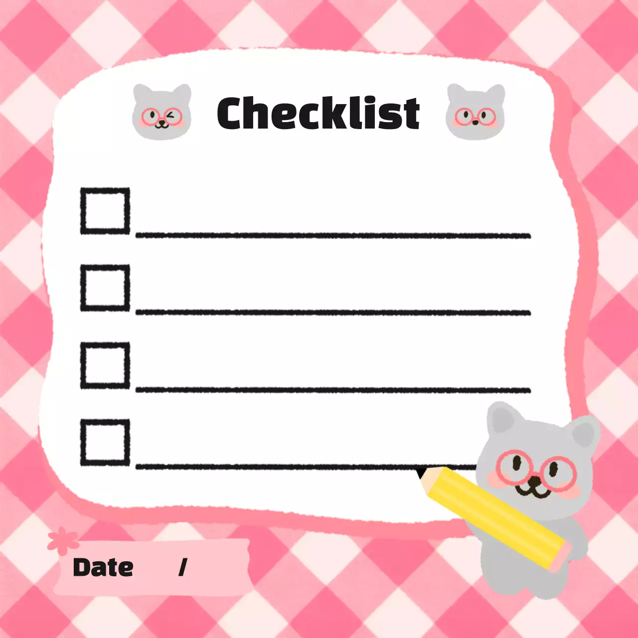 핑크 아기자기한 체크리스트 메모지 다꾸
