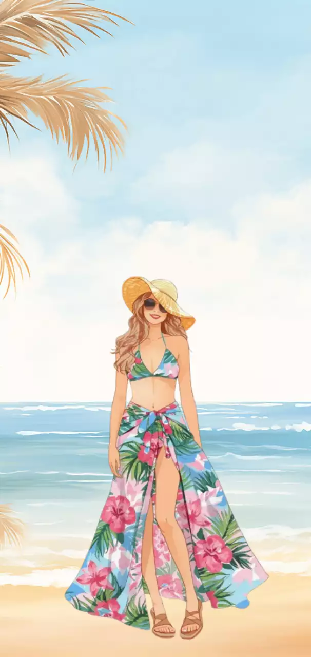 깨끗하고 상쾌한 해변 휴가 배경화면 우아한 해변 패션 스타일