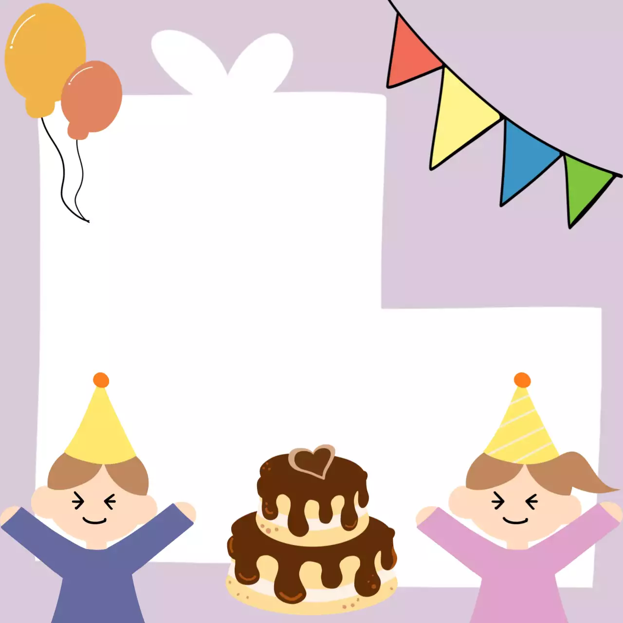 보라색 귀여운 생일파티 기록지