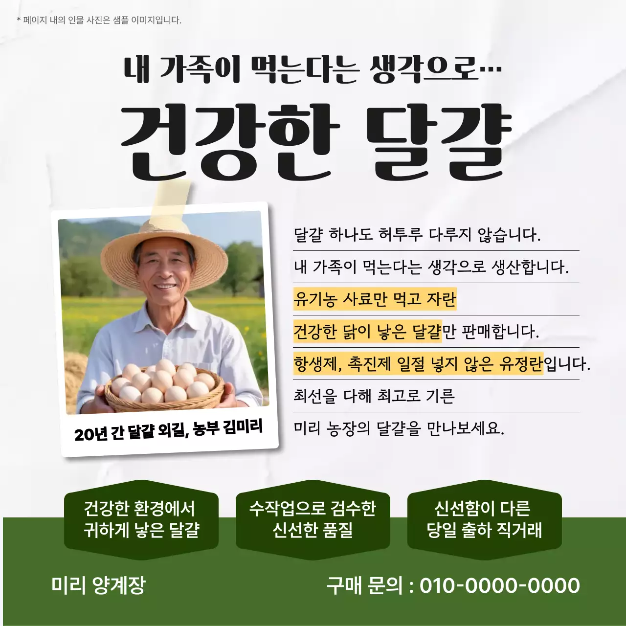 흰색 깔끔 건강한 달걀 홍보