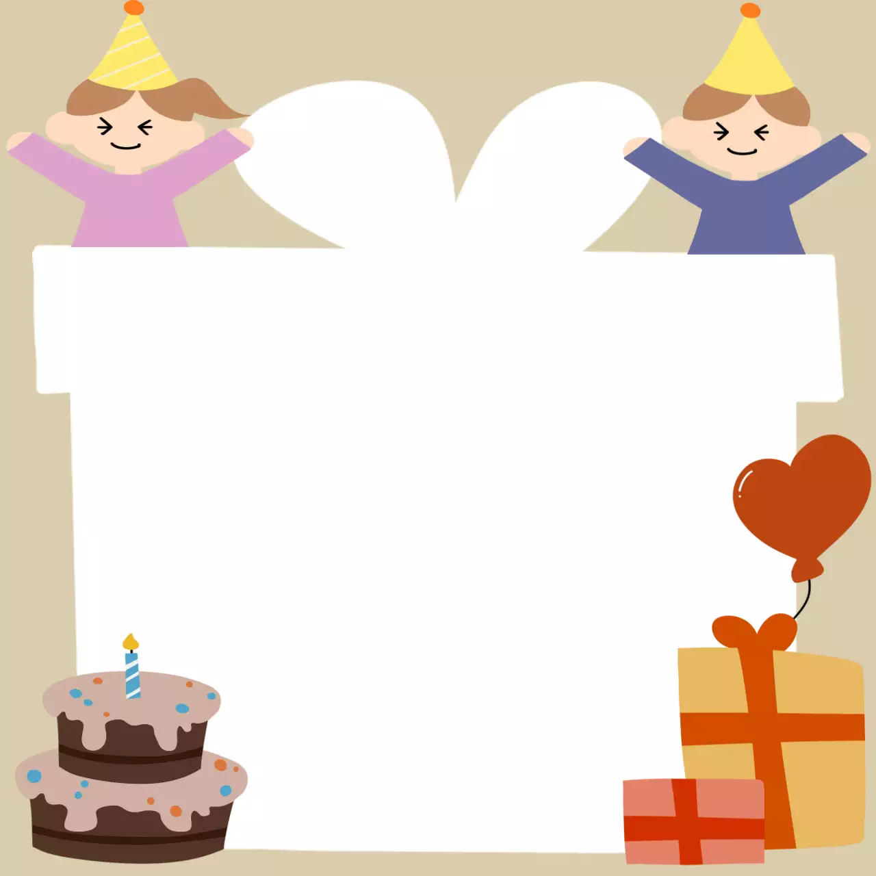 갈색 귀여운 생일파티 기록지