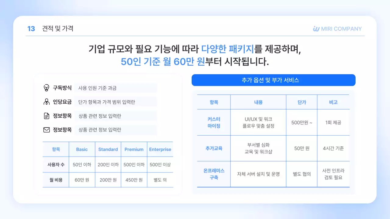 파랑 깔끔 맞춤형 솔루션 제안서 광고