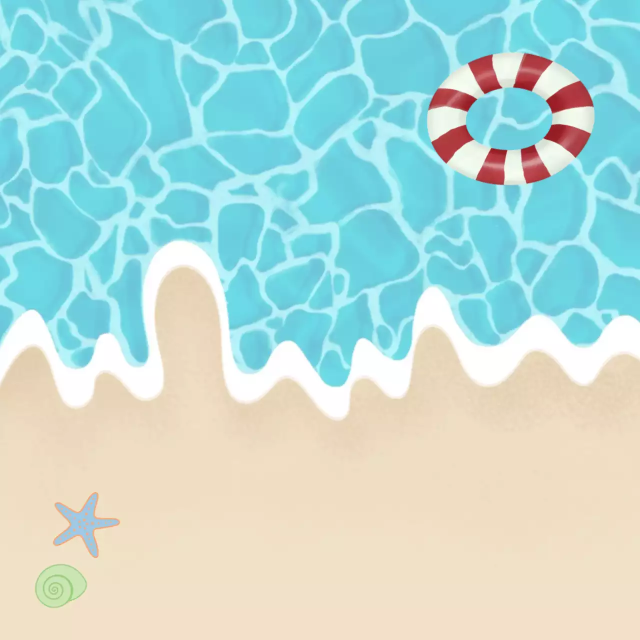 하늘색 심플 해변 바다 파도 다꾸