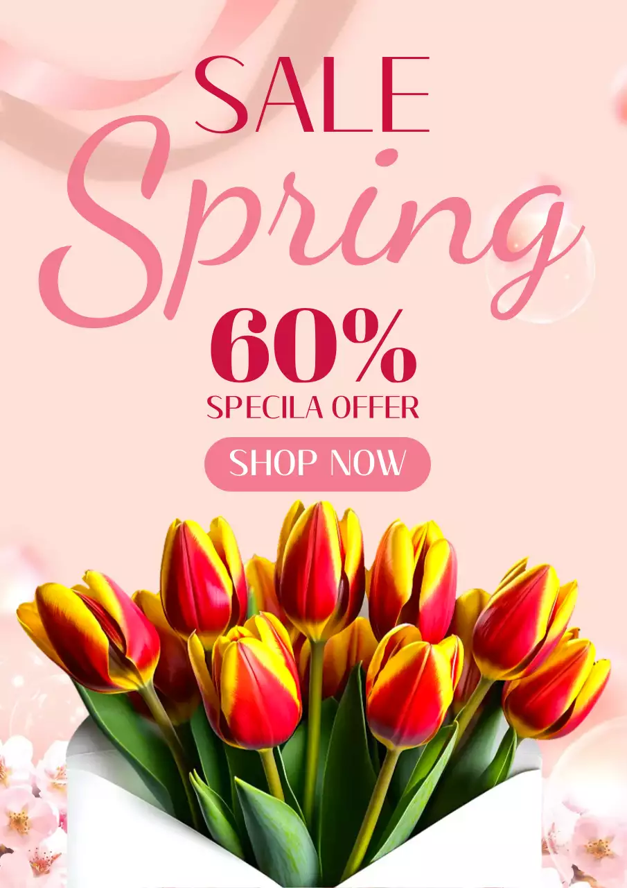 노란색 심플 봄 세일 홍보