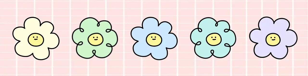 민트 아기자기한 꽃 스티커