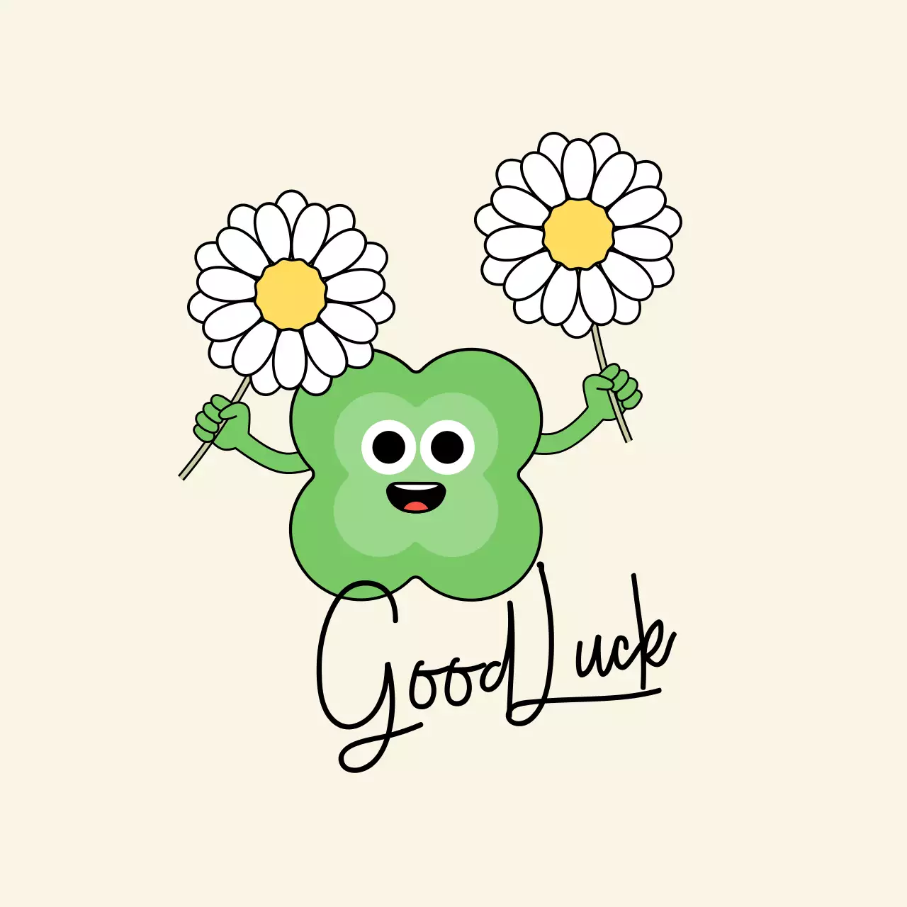 초록 심플 행운 기원